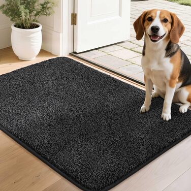 Килимок для входу COSY HOMEER 50x80 см, чорний - м'який, вологопоглинаючий, антиковзкий, для кухні, коридору, приміщення