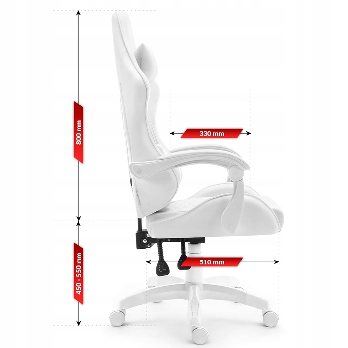 Ігрове крісло Hell's Chair HC-1000 White, біле, штучна шкіра