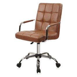 Крісло офісне CLATINA, шкіра, 160 кг, ергономічне, 360°, регульоване, з підлокітниками, для дому/офісу, коричневе (1 шт.)
