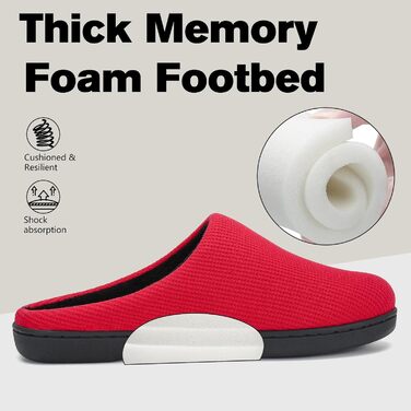 Домашні тапочки Mishansha для чоловіків та жінок, з піною з пам'яті, антиковзаючі, червоні, 36/37 EU