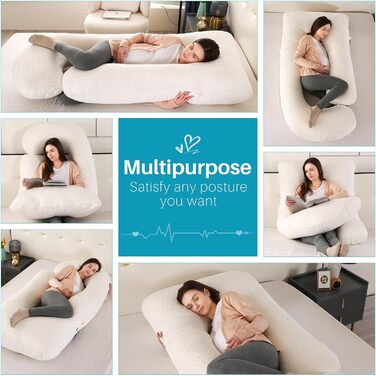 М'яке вагітне крісло GKXLH – подушка для вагітних для підтримки спини, живота, стегон, ніг, J-подібна подушка для вагітних для підтримки всього тіла, знімний чохол (білий)