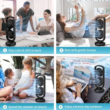 Вентилятор настільний DR.PREPARE 40см з 3 швидкостями, коливання 105°, таймер, чорний