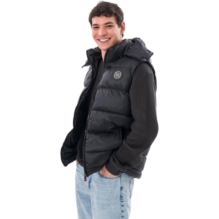 Чоловіча жилетка з пуховим наповнювачем – преміум якість, м'який матеріал, знімна капюшон, чорний колір