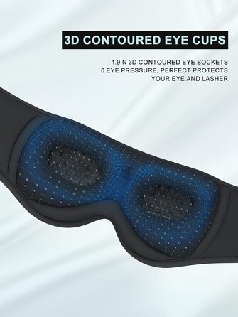 Маска для сну з навушниками Bluetooth V5.4, 3D маска для сну, дихаюча, для жінок та чоловіків, з мікрофоном, бавовняна, для подорожей, сну, йоги, медитації (чорна)