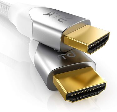 HDMI кабель 2.1 8K (3,0м) - білий, підтримка 8K@60Hz, 4K@120Hz, HDR, ARC, PS4, PS5, Xbox, Blu-Ray