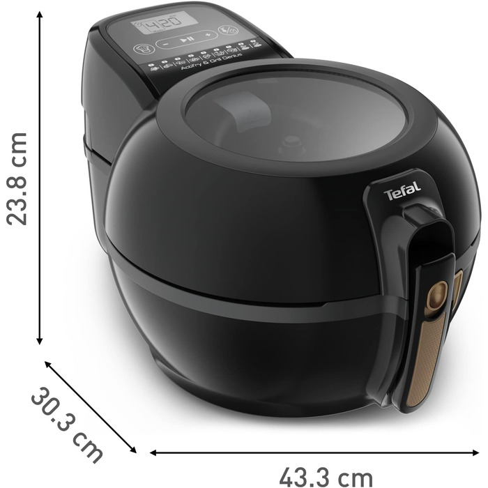 Аерофритюрниця Tefal ActiFry Genius FZ7758 з грилем, 1,2 кг, автоматичне перемішування, 9 програм, здорове смаження без олії, цифрова книга рецептів, чорна