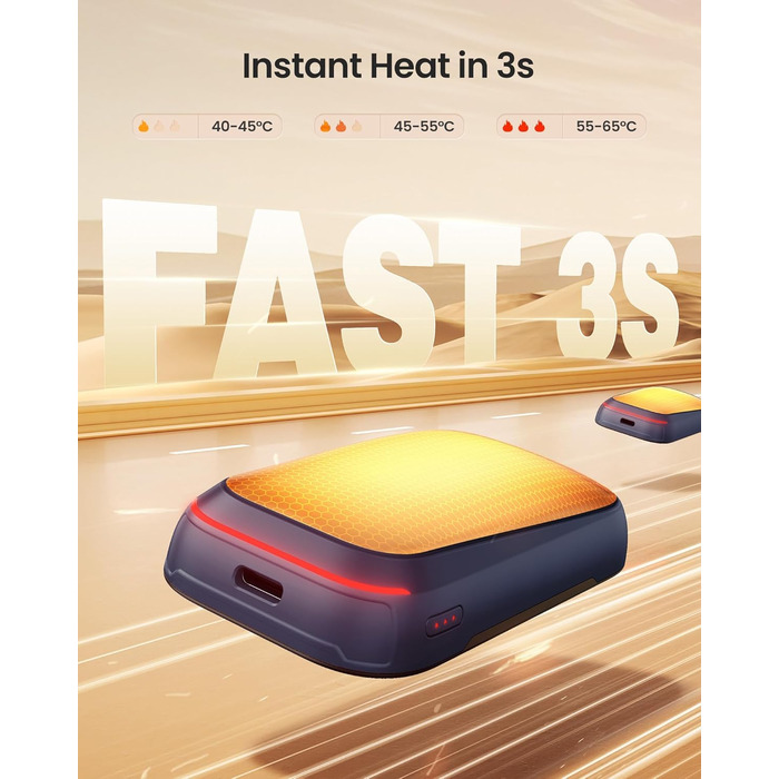 Електричний грілка для рук Gaiatop 2 шт. з магнітом, USB, багаторазовий, 3 швидкості нагріву, компактний, подарунок для чоловіків та жінок (блакитний)