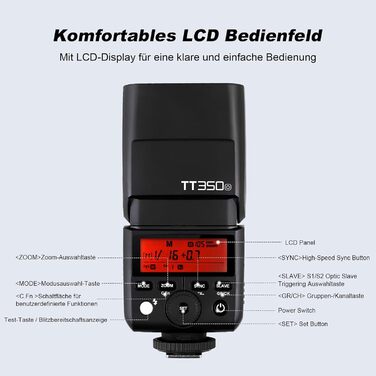 Спалах Godox TT350O для Nikon з радіосинхронізацією 2.4G, TTL, HSS, Li-ion батарея 2500mAh