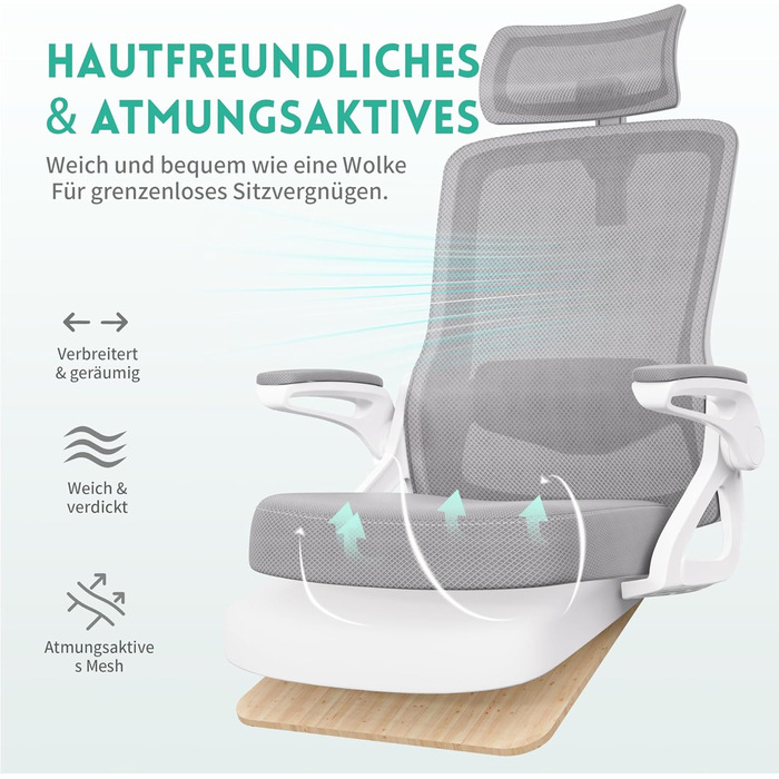 Ергономічне крісло для офісу та геймінгу з регульованими підлокітниками, широке сидіння