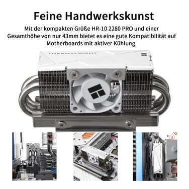 SSD накопичувач TR HR10 2280 PRO з радіатором охолодження, двосторонній, 4 теплові трубки, PWM вентилятор, термопаста для ПК та комп'ютера