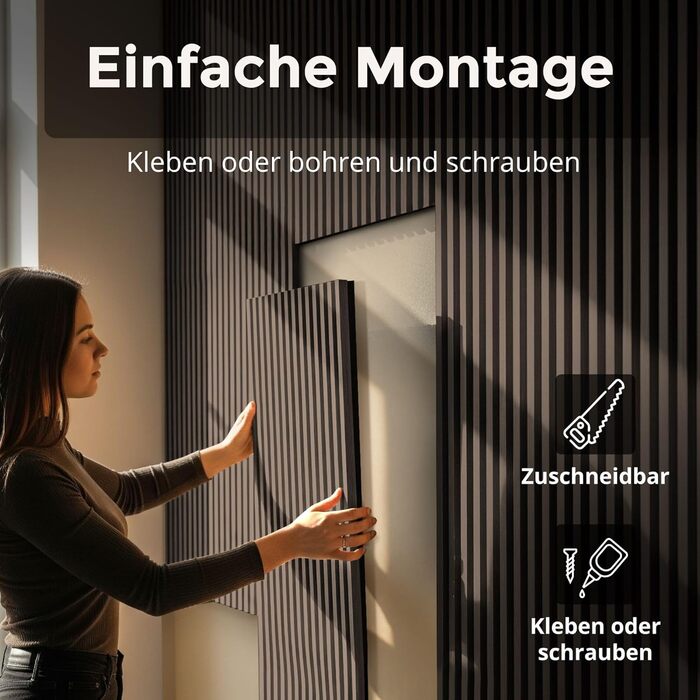 Акустичні панелі з дерева 60x60 см, настінна оббивка для шумоізоляції та звукопоглинання, ламельні панелі для покращення акустики приміщення (Горіх, 4 шт)