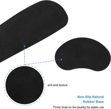 Підставка для зап'ястя ELZO для клавіатури з Memory Foam, ергономічна, для ПК, ноутбука (Чорний, PU)