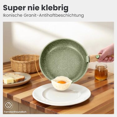 Набір посуду Dishdelight з антипригарним гранітним покриттям та знімними ручками, індукційні каструлі та сковороди з кришками, зелений колір