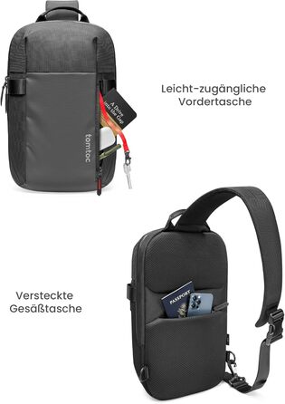 tomtoc Чоловіча сумка через плече Sling Bag для MacBook Air/Pro 13-14 дюймів, чорна, водонепроникна