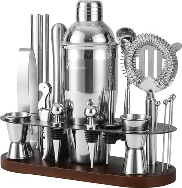 Набір бармена 23 предмети: шейкер, сито, ложка, мадлер, для дому, бару, вечірки | Набір для приготування коктейлів