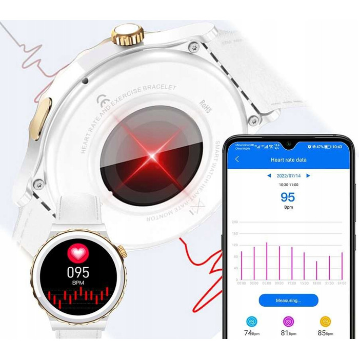 Смарт-годинник Smart-Trend GT, білий з золотом