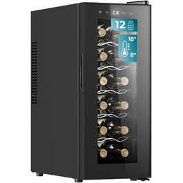 Cecotec Bolero GrandSommelier 830 CoolWood Wine Rack, Thermoelectric, Quiet and High Performance, Adjustable Temperature: 8-18ºC, Touch Control Panel, Displays, Eco-friendly. (12 Bottles, Black)