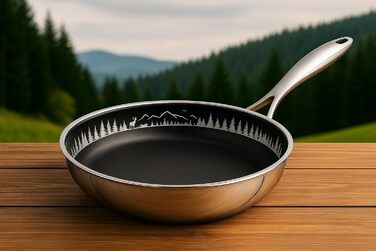 FIXLINE Black Forest Non-Stick Fry Pan - 28cm - RED Design - PTFE-Free - Compatible with All Cooktops (including Induction) - Oven Safe up to 250°C - Easy Cleaning - Ideal Gift