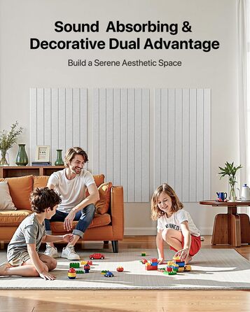 Акустичні панелі Soundsbay самоклеючі для звукоізоляції та декору стін, 120×60×0.9 см, білі (4 шт, 2.16 м²)