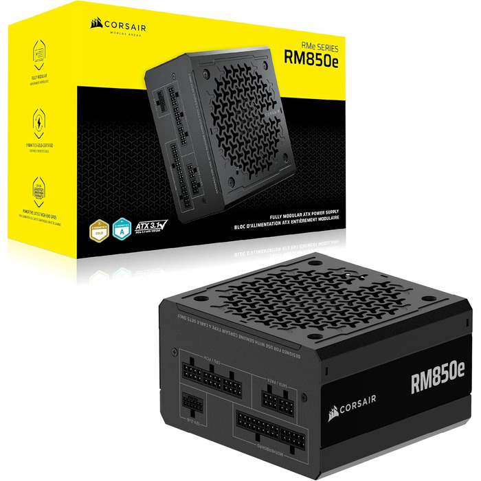 Блок живлення Corsair RM850e (2025) 850W ATX з підтримкою 12V-2x6, сертифікація 80 PLUS Gold, чорний