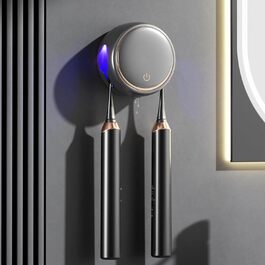 Maxspace UV Toothbrush Sterilizer, UV Disinfection Toothbrush Holder for Wall Mounting with Drying, Rechargeable Toothbrush Holder with 2 Toothbrush Slots for Bathroom (Black)