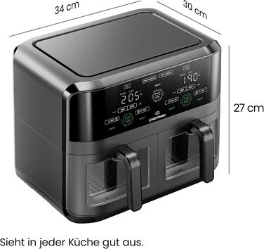 Фритюрниця повітряна CHEFMAN з подвійним кошиком 5.6L з цифровим керуванням, чорна