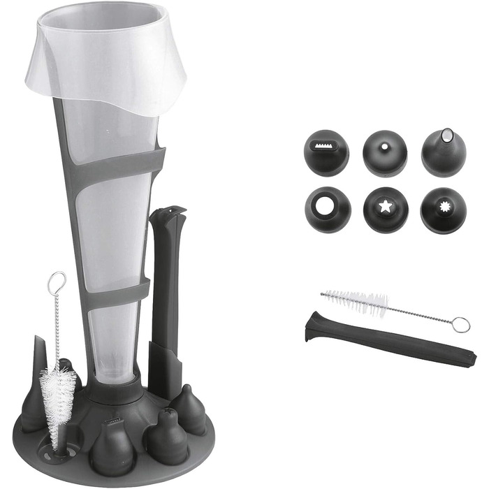 Mastrad F38201 Piping Bag Set - Piping Tips Pastry Press for Macarons and other piped pastries - Decorating bottle for filling choux pastry and decorating muffins, cupcakes, cakes, tortes, etc.