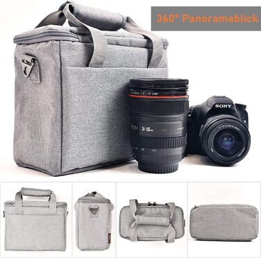 Сумка для камери FOSOTO DSLR-K101 сіра, для фотоапаратів та аксесуарів, з дощовиком, сумісна з Nikon, Canon, Sony