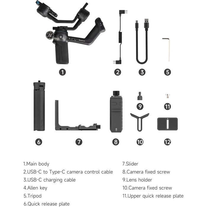 FeiyuTech SCORP-C2 Стабілізатор Gimbal для DSLR та бездзеркальних камер з AI-трекінгом, вертикальною зйомкою та вагою до 3.5 кг, сумісний з Canon, Sony, Panasonic, Nikon, Fujifilm