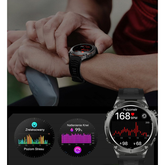 Смарт-годинник Lazird зі вбудованим GPS, акумулятором 730 мАг, ліхтариком та барометром, чорний