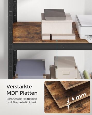 SONGMICS Industrial 5-Tier Shelf Unit - Vintage Brown & Black (60x120x200cm)
