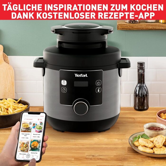 Tefal CY7788 Turbo Cuisine & Fry Multicooker | Pressure Cooker & Air Fryer | 14 Automatic Cooking Programs | Extra Crisp Lid | Versatile | 7.6 L Capacity | Includes Recipe Booklet & Cuisine & Fry Recipe App - 7.6L Multicooker
