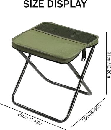 Зручний складаний стільчик-рюкзак для відпочинку на природі: риболовля, пікнік, кемпінг. Легкий, міцний, до 120 кг, зелений, 31 см
