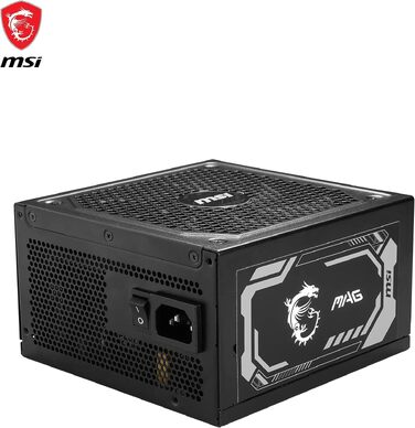 Блок живлення MSI MAG A750GL PCIE5 750W, 80 Plus Gold, повністю модульний, ATX 3.0, підтримка PCIe 5.0, 120мм FDB вентилятор, чорні плоскі кабелі