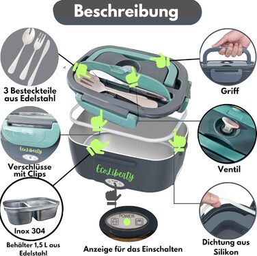 Електрична ланчбокс EcoLiberty 80W з підігрівом, 12/24/220V - для офісу, авто, вантажівки