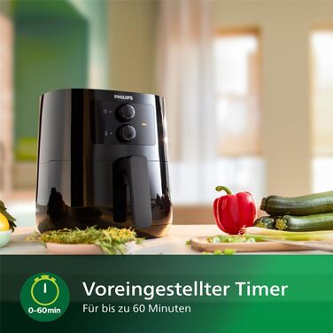 Фритюрниця без олії Philips Essential Airfryer 4,1 л, чорна, Rapid Air, контроль температури, додаток HomeID