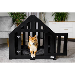 Будка для собак з дерева, закривається на замок, вольєр для собак, чорна, 85 x 70 x 80 см