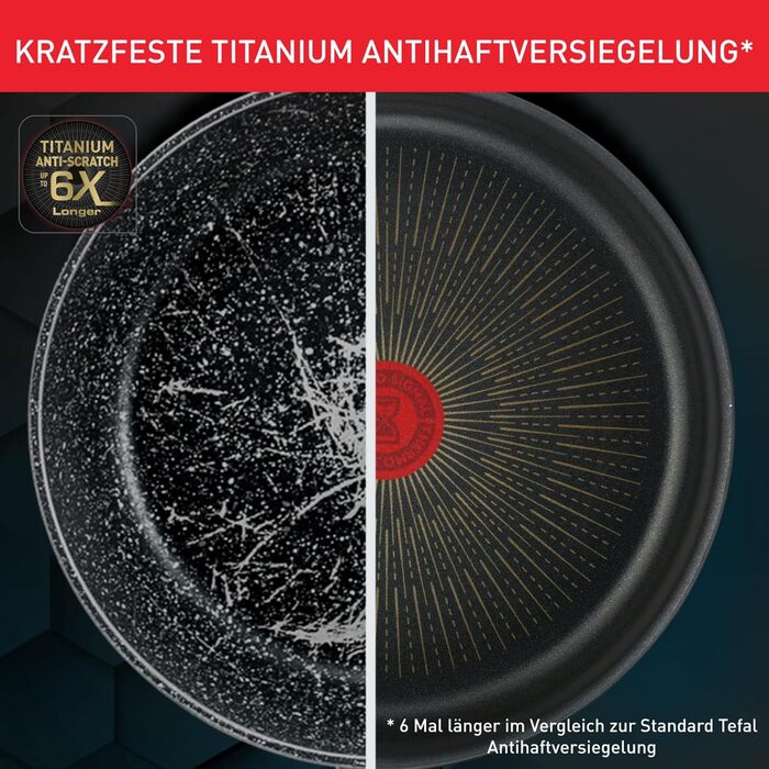 Сковорода Tefal Unlimited On 24 см з антипригарним покриттям Titanium, індукційна, з індикатором нагріву, для всіх плит, чорна