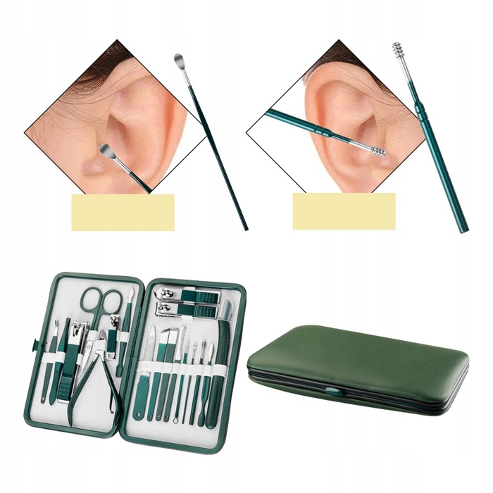 Набір інструментів для манікюру та педикюру, 18 предметів, з футляром