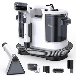 Lubluelu Пылесос для чищення мягкой мебели, 600 Вт - 18 кПа, для коврів, диванів та автосалонів, портативний, з самоочищенням та довгим шлангом (білий)