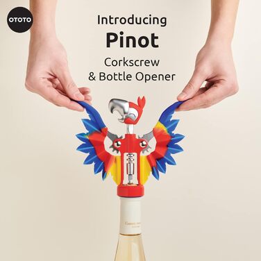 OTOTO Pinot штопор для вина з крилами – відкривачка для винних пляшок, подарунок для винолюбів, барне приладдя