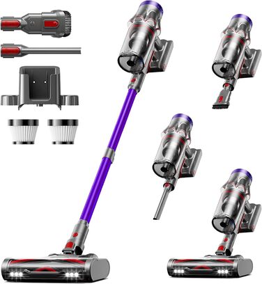 Бездротовий пилосос Avalsor Akku з потужністю 48000Pa/580W, 70 хвилин роботи, об'ємом 1,8 л, видаленням попелу, антизаплутана щітка, 8-шарова фільтрація. Підходить для килимів та шерсті тварин.