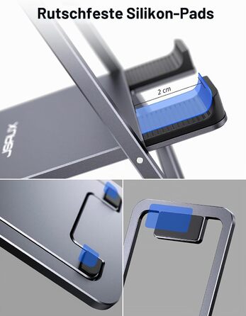 Тримач для планшета JSAUX з алюмінію, регульована підставка для iPad, Samsung Galaxy Tab, Steam Deck, ROG Ally, Switch, iPhone, сірий (Plus)