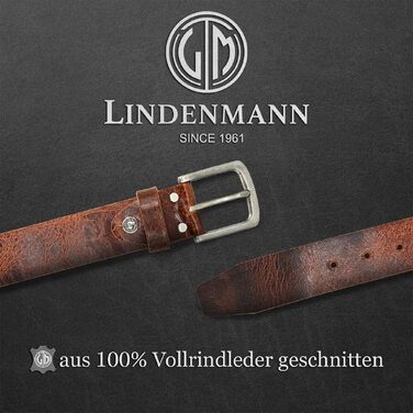 Шкіряний ремінь для чоловіків LINDENMANN з буйволячої шкіри, 40 мм, колір коньячний коричневий, довжина 130 см (розмір XL/XXL)