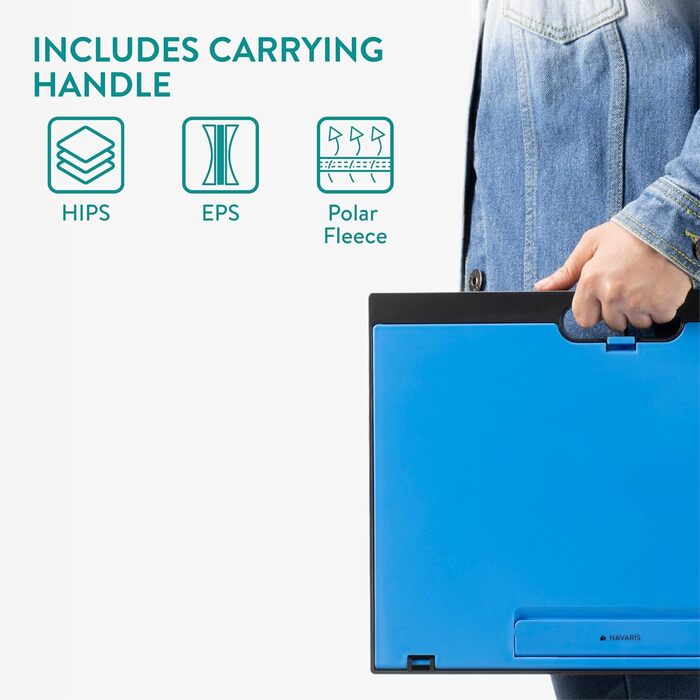 Підставка для ноутбука Navaris з пластику - для ліжка/дивану, підставка для планшета, 37,6x28x5,8 см, 8 регульованих рівнів, блакитна