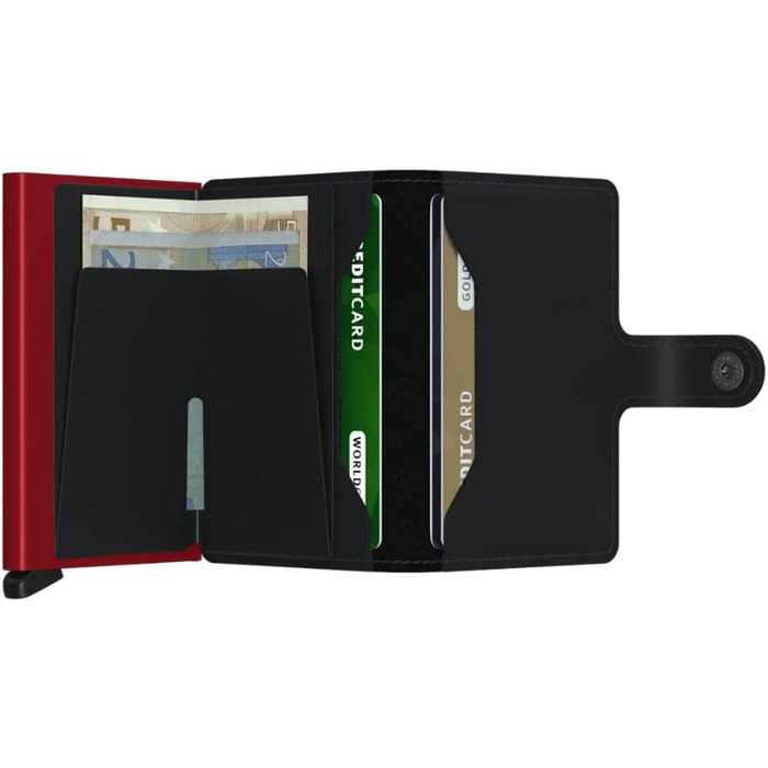 Secrid Miniwallet Matte: Стильний гаманець для жінок та чоловіків, чорно-червоний, 10.2 x 6.5 x 2.1 см