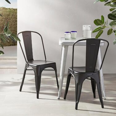 Набір з 4 стільців Amazon Basics Bistro, металеві, чорні, 51x43x85 см - для кухні та вулиці