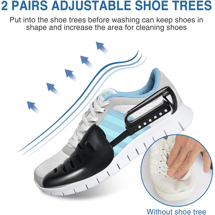 Teletrogy 2Pcs Shoe Laundry Bags, Shoe Washing Bag for Washing Machine with Adjustable Shoe Holder, Laundry Bag Shoes with Hidden Zipper, Reusable Laundry Net for Sneakers, White