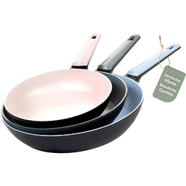 Набір сковорідок Genius Cerafit Trend Pastell Edition (3 шт.): 20 см, 24 см, 28 см. Покриття Cerafit, підходить для індукції, для смаження м'яса, овочів, панкейків та крепів.