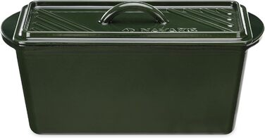 Форма для випікання хліба Navaris з кришкою, чавунна, емальована, 34x13x13 см, прямокутна, зелена, для запікання і приготування страв